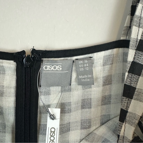 ASOS | Black and White Gingham Tiered Skirt Mini Dress Size 12 NWT - Picture 2 of 6